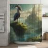 Magic Fantasy World Shower Curtain Enchanted Forest Castle Landscape Print for Bathroom Decorations