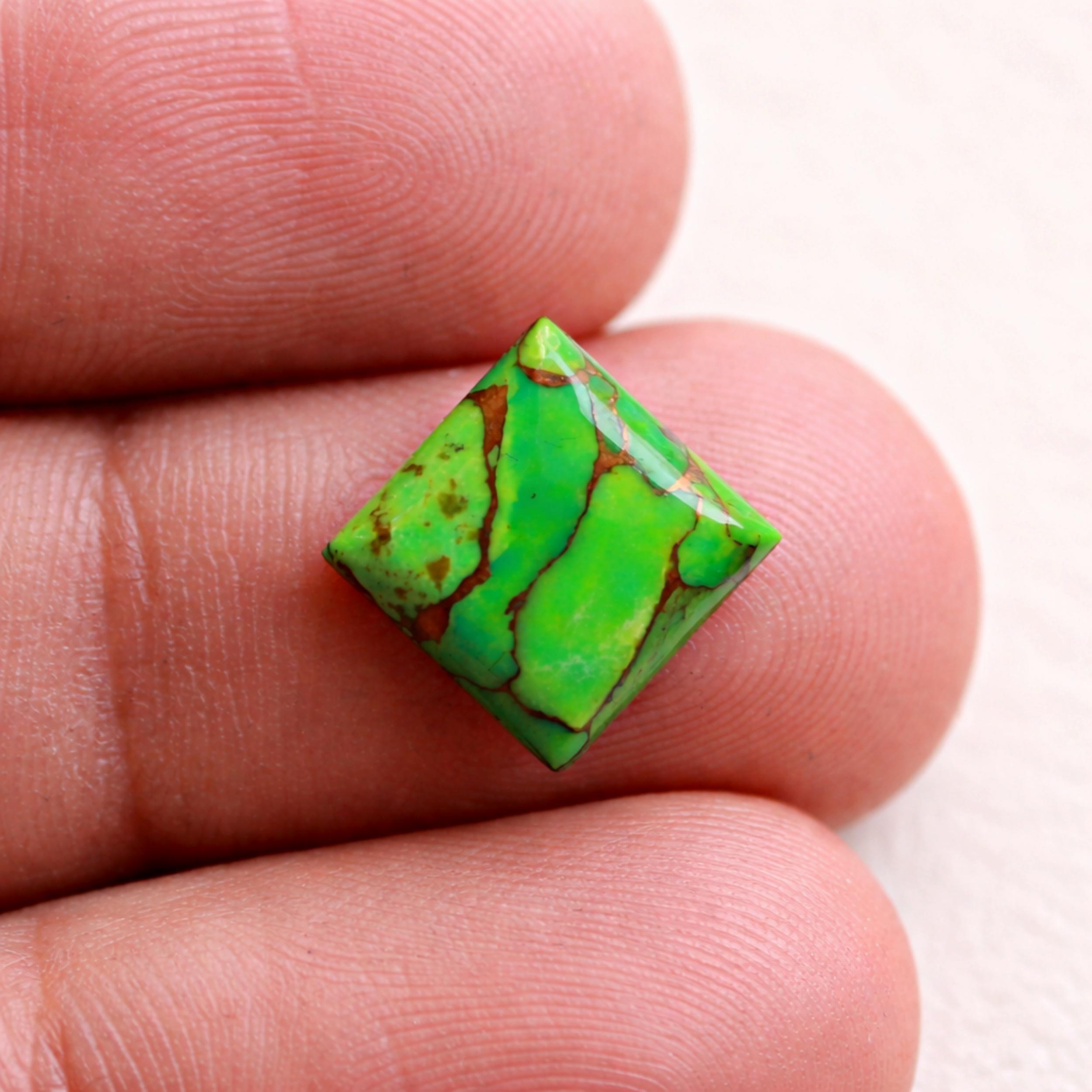 Квадратные Кабошоны Зеленой Медной Бирюзы – Натуральный Камень с Матрицей для Изготовления Ювелирных Изделий 5mm