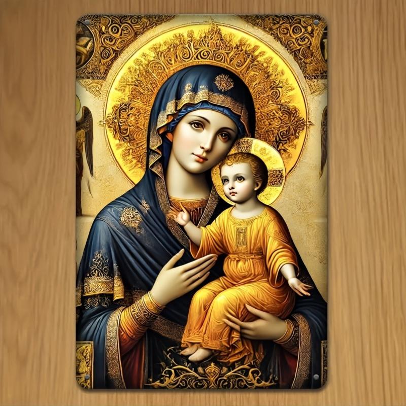 Christian Orthodox Our Eternal Helpers Virgin Mary Metal Icon X Inch Vintage Wall Art for Home Prayer Corner AntiRust