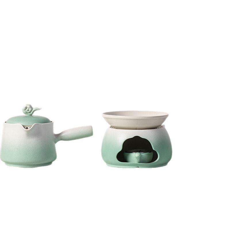 Kung Fu Tea Set Gradual Change Ceramic Teapot Teacup Brewing Tea Stove Tea Warmer Incense Insert Small Set Gift Box Business Souvenir