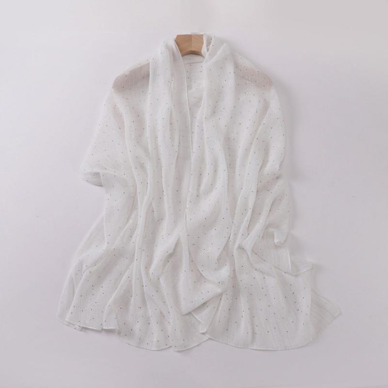 Fashion Crinkled Shimmering Star Rhinestone Long Scarf For Women