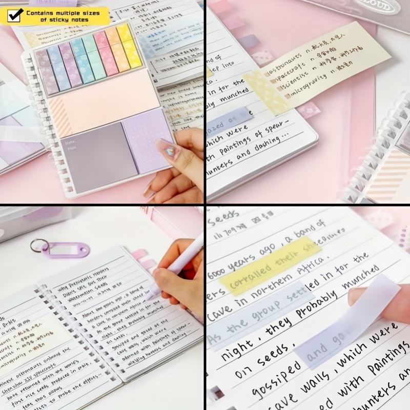 Pink Sticky Note Notebook Writable Relocatable Adhesive Labels Index Stickers Colorful Pages for Office and Home Organization