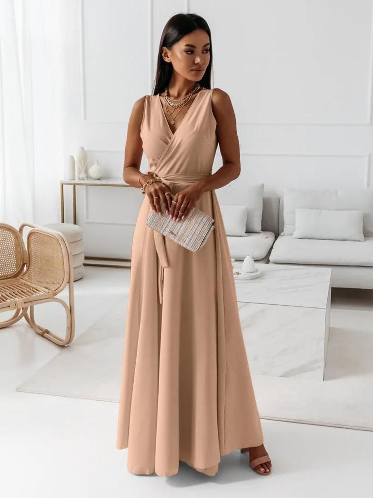 Elegantes Damen-Abendkleid mit Schnürung und V-Ausschnitt im europäischen und amerikanischen Stil