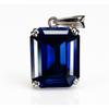 28 Ct Natural Ceylon Blue Sapphire Emerald 925 Sterling Silver Pendant Certified