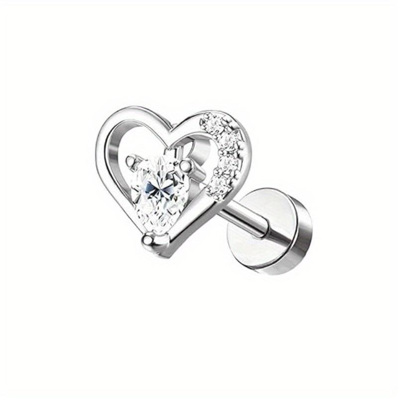 Florideco 1PC Stainless Steel Cartilage Stud Earrings for Women Opal Flat Back Earring Studs Lip Bar Nose Ear Piercing Jewellery