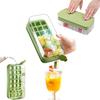 Silicone Ice Maker with 21 Square Ice Cubes, Storage Container, and Water-Filling Design [One-Push Ice Removal], Large Capacity, Suitable for Home Use