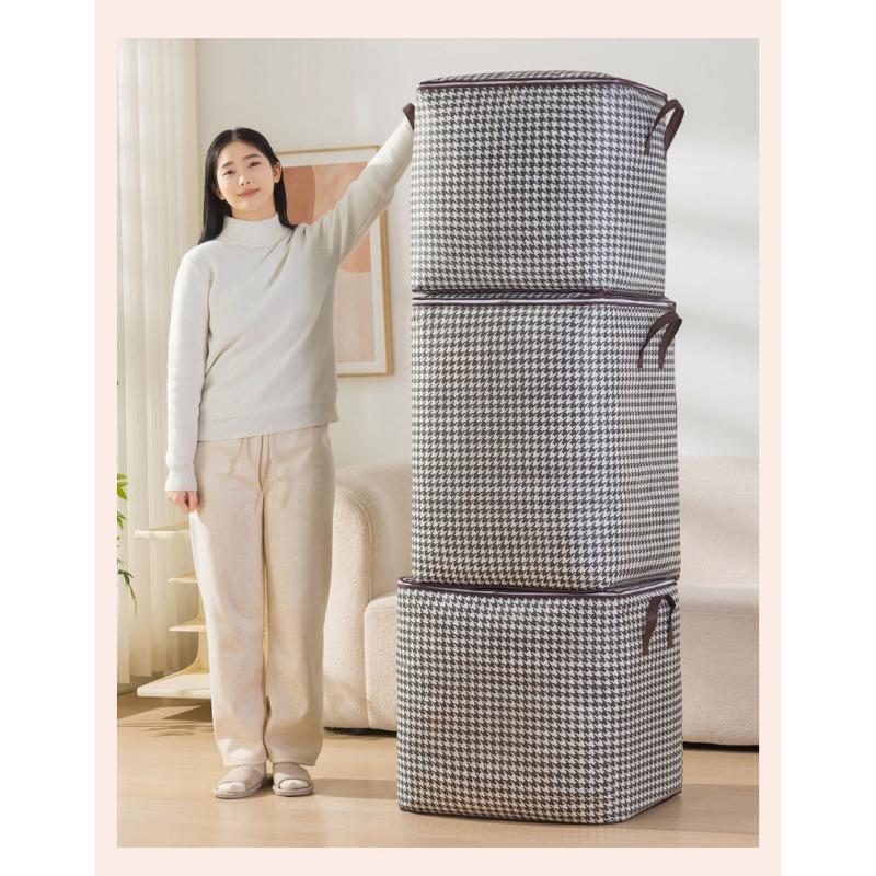 Borsa per Trapunta a Griglia Mille Uccelli Grande Capacità Sacca Antipolvere per Trapunta Borsa Portaoggetti per Vestiti Cesto Portaoggetti Portatile per Imballaggio Trasloco