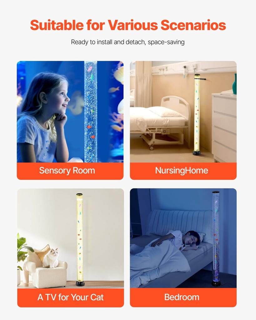 Bubble Tube Lamp 16 Color 150 cm Sensory Aquarium Lamp for Relief Calming