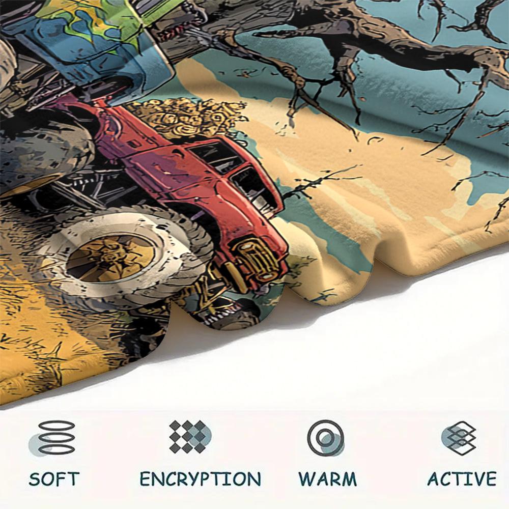 Truck Print Flannel Blanket, High Quality Comfortable for All Seasons, Home Decor, Warmth and Comfort, Perfect for Christmas Gifts