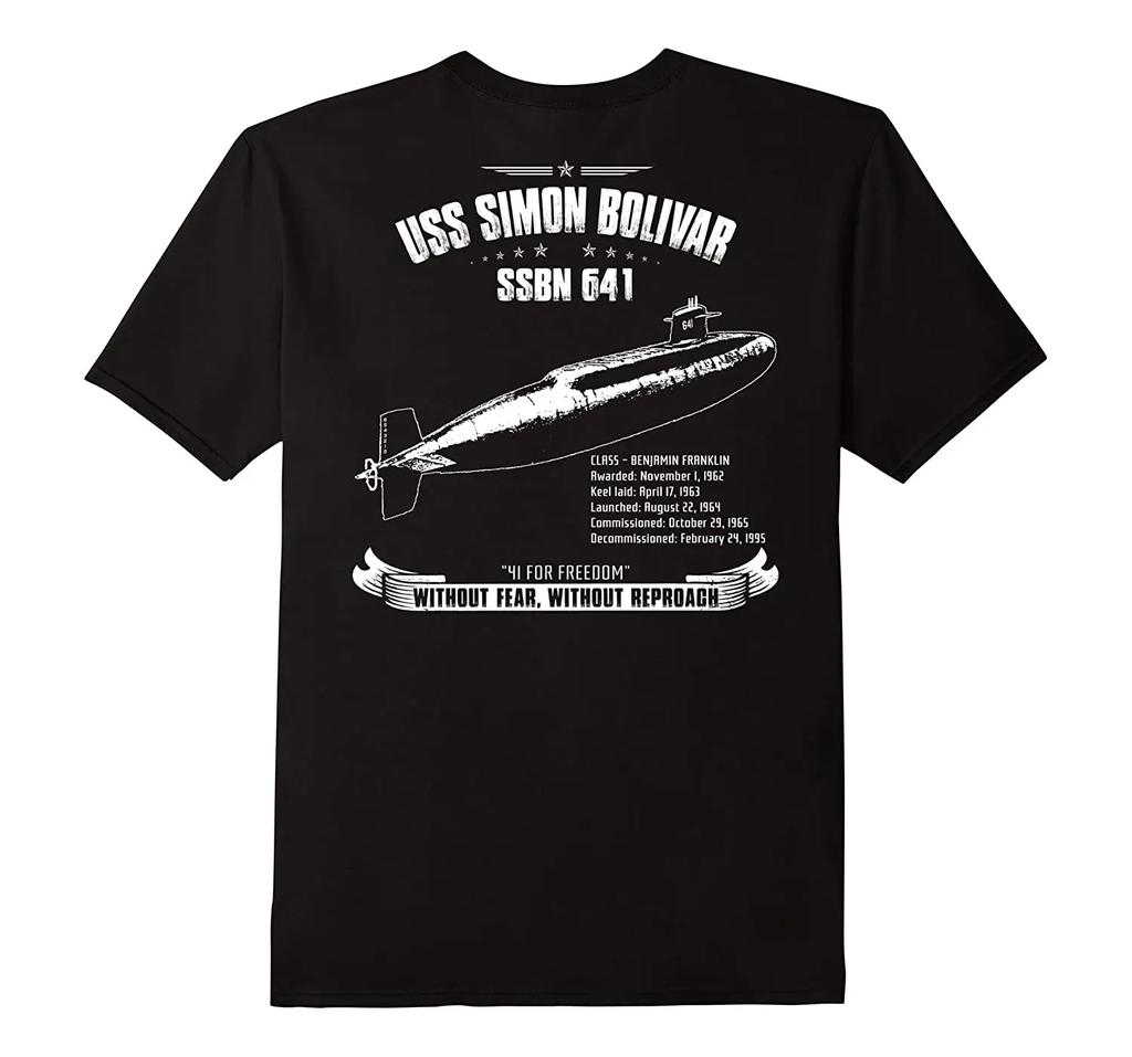 USS Simon Bolivar SSBN641 Nuclear Powered Submarine TShirt 100 Cotton ONeck Short Sleeve Casual Mens Tshirt Streetwear