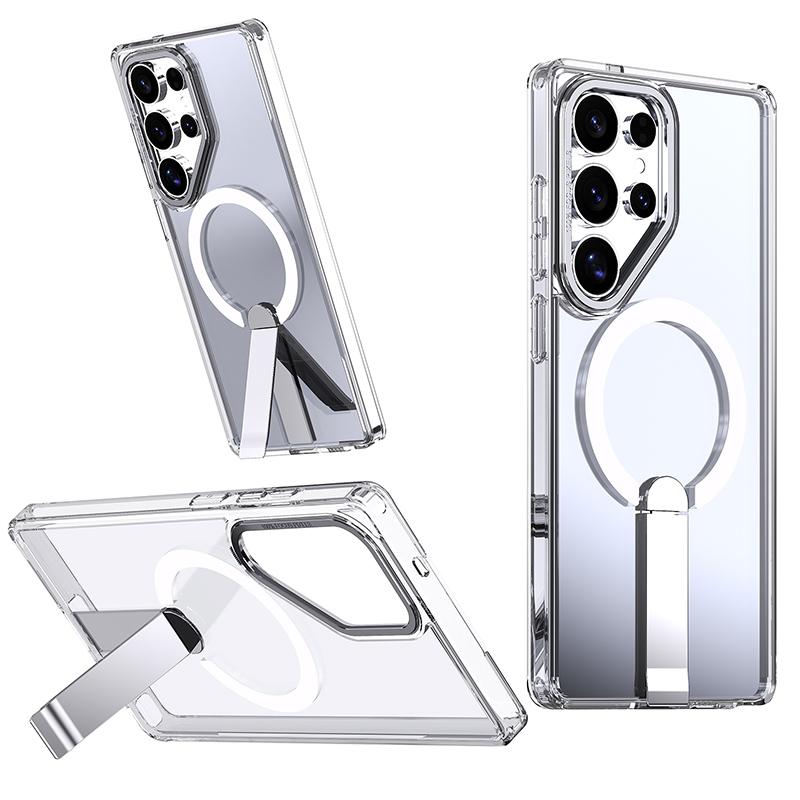 For Magsafe Wireless Charging Metal Bumper Phone Case For Samsung Galaxy S25 Ultra S23 S22 S24 Ultra FE Plus Hard PC Back Cover
