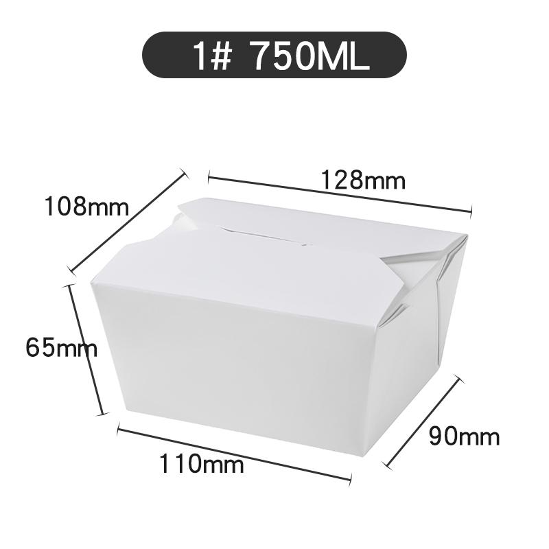 50-Pack Disposable White Paper Takeout Boxes for Salads, Fried Rice, and Fried Chicken