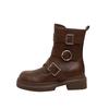 Martin boots women's leather autumn and winter new belt buckle platform locomotive knight boots retro British style short boots