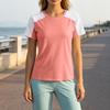 Women Outdoor Sports Breathable Sweat Absorption Short Sleeve Shirt High Elastic Quick Dry Loose Fit Fitness T Shirt Suitable for Training