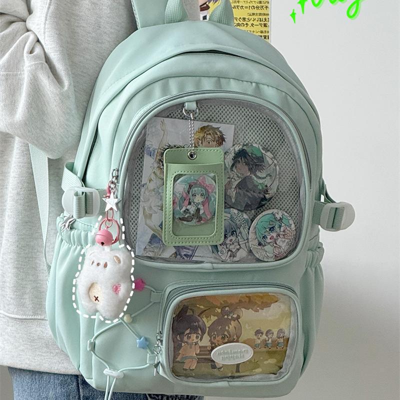 High-value schoolbag for female junior high school students, cute Japanese transparent pain bag, large food volume backpack, student backpack tide