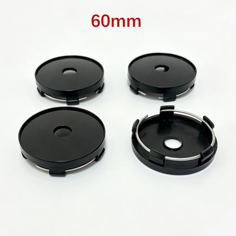 4 pezzi 68mm 65mm 60nmm 56mm 50mm 49mm 48mm Nero Cromo Argento Base Vuota Coprimozzo per Modifica Auto Universale Senza Logo Coprimozzo