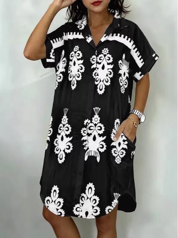 2026 Summer Plus Size Multi-color Personalized Fashion Shirt Dress