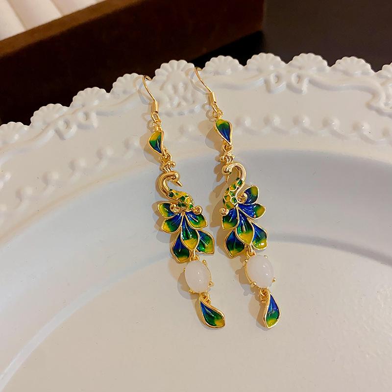 Ethnic style flower fringed earrings niche and versatile Chinese style earrings temperament light luxury high-end earrings women