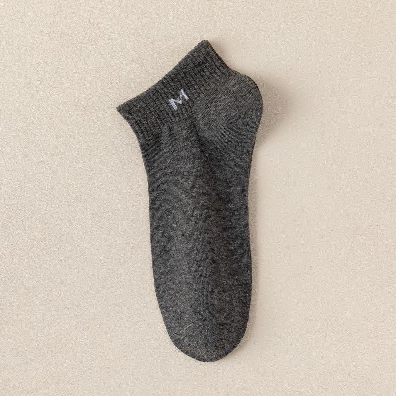 Men's Breathable Cotton Mid-Tube Socks - Sweat-Absorbent, Deodorant, Black & White, Business Casual for Spring/Summer