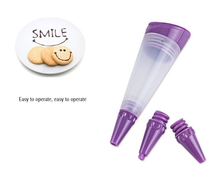 1 Set Decorative Pen 3pcs Nozzles Syringe Cylinder Silicone Pastry Cookie Icing Pen Cake Tool Cake Mold