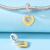 Beads Copper Charms Original Zircon Gold Engraved Lines Heart Pendant Beads Fit Bracelet Jewelry Diy Women Gift
