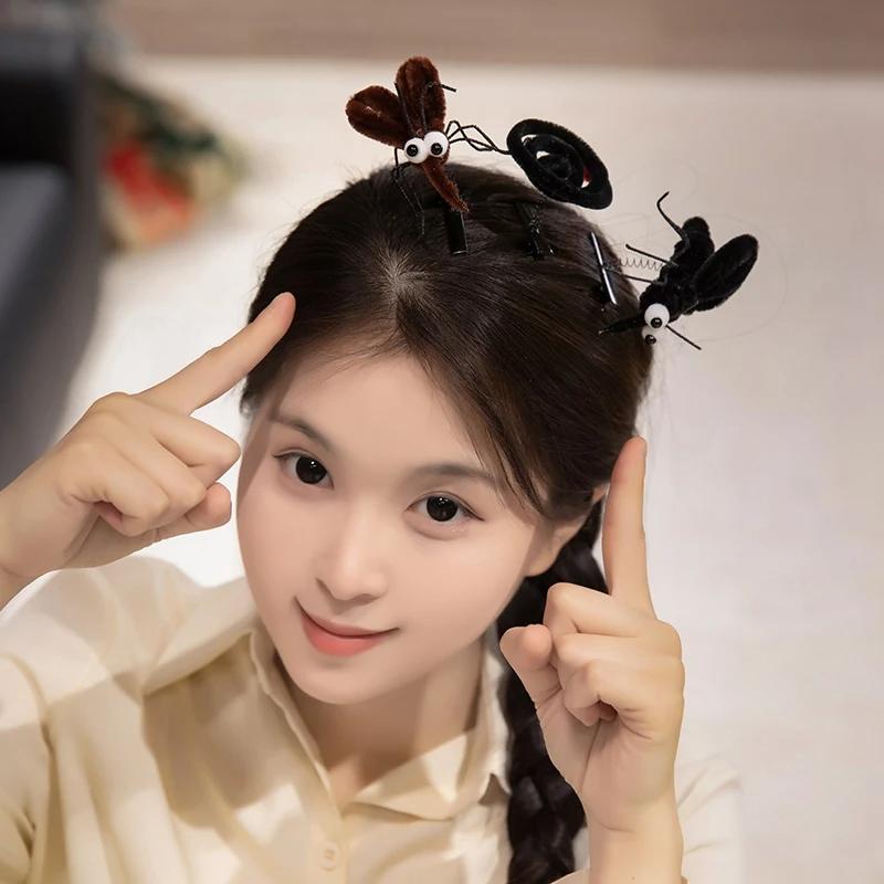 1 Piece Cute Insect Spring Hair Clip Creative Mosquito Plush Toy Hairpin Funny Children Joke Props Photo Prop Girls Decor