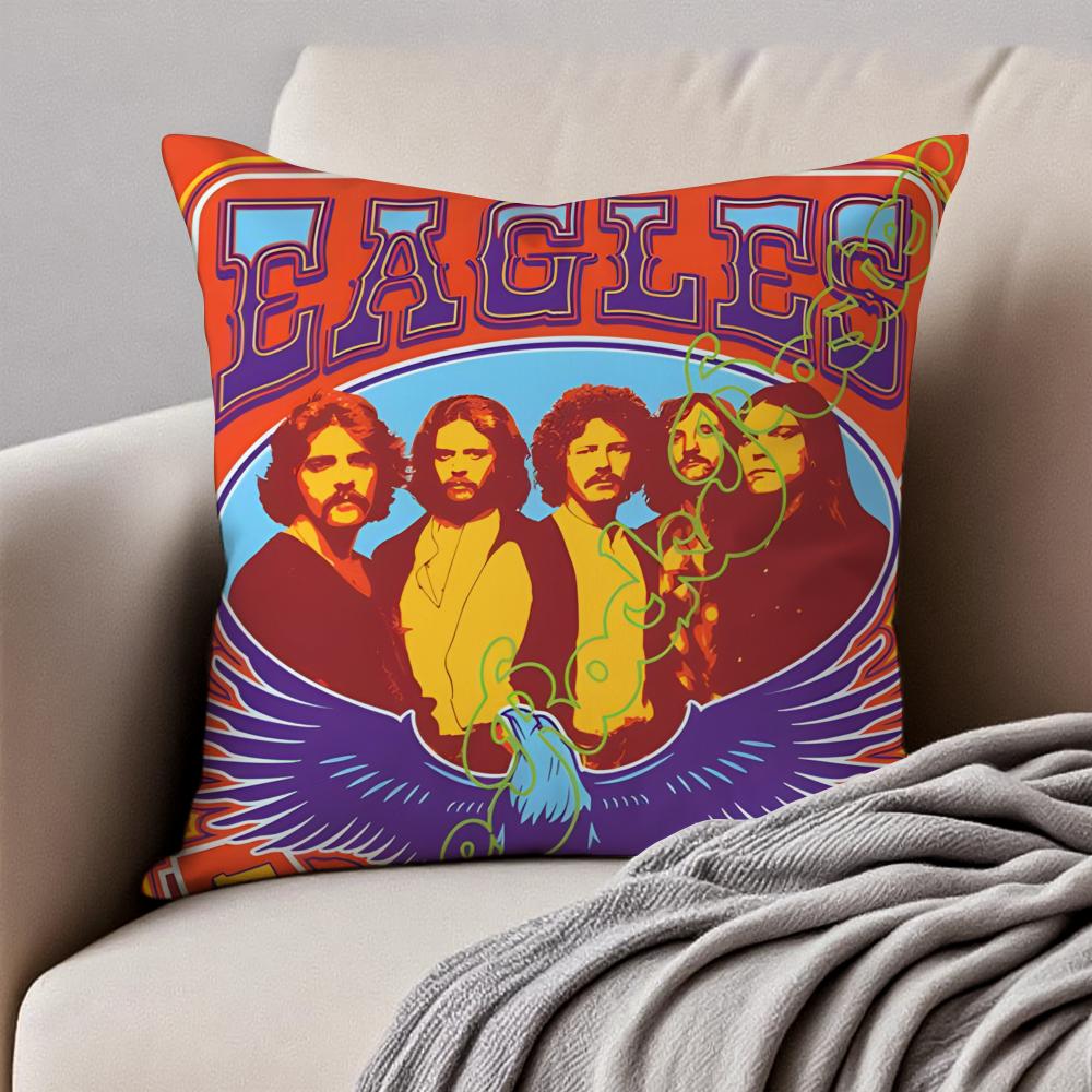 Classic Rock Band T-The Eagles Cushion Cover Pillowcase Anti-dustmite Invisible Zipper Short Plush Sofa Cushion