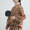 Johnature Women Vintage Shirts Plaid Stand Bat Sleeve Blouses Spring Button Chinese Style Loose Button Shirts