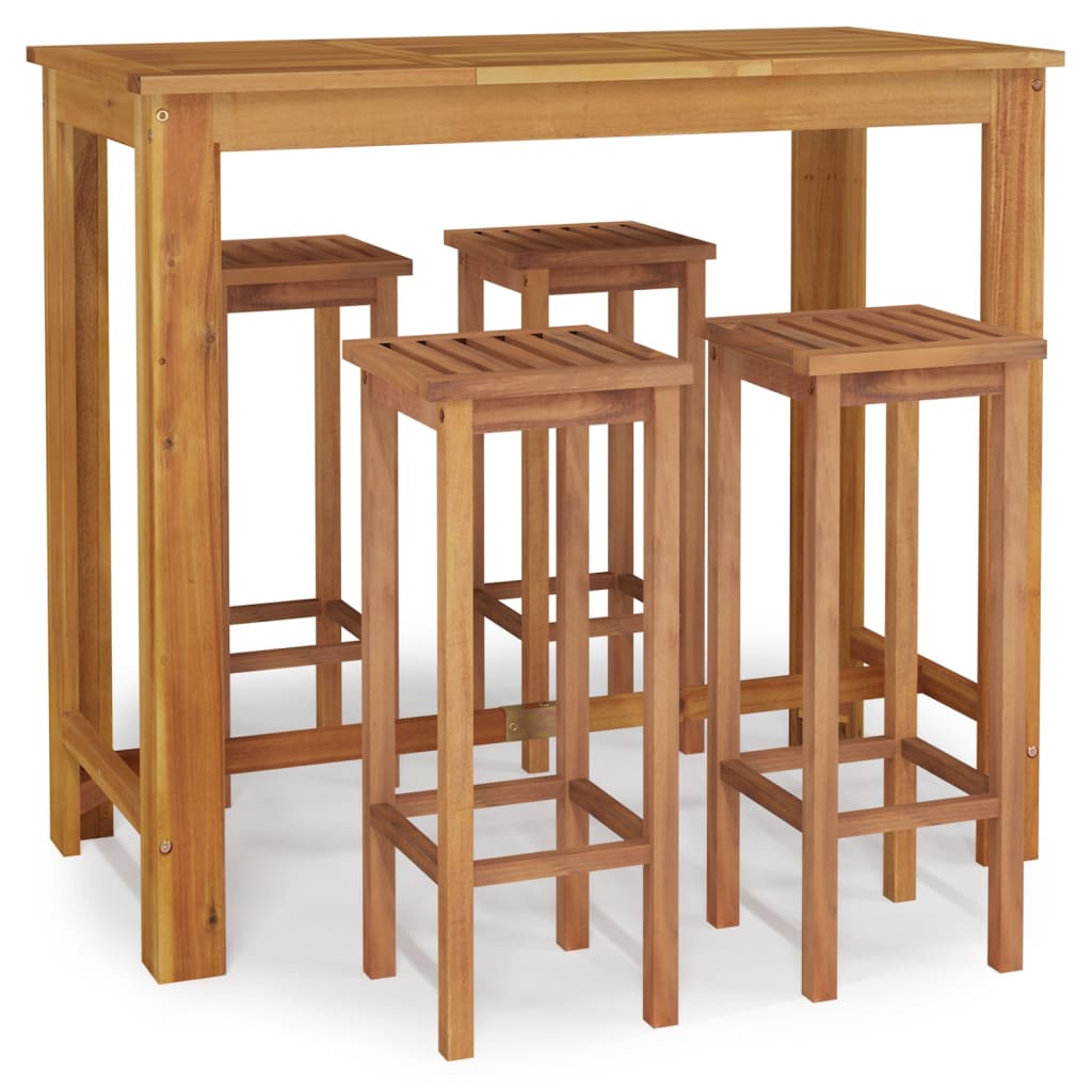 Vidaxl 5-Cz. Garden Bar Furniture Set, Solid Acacia Wood