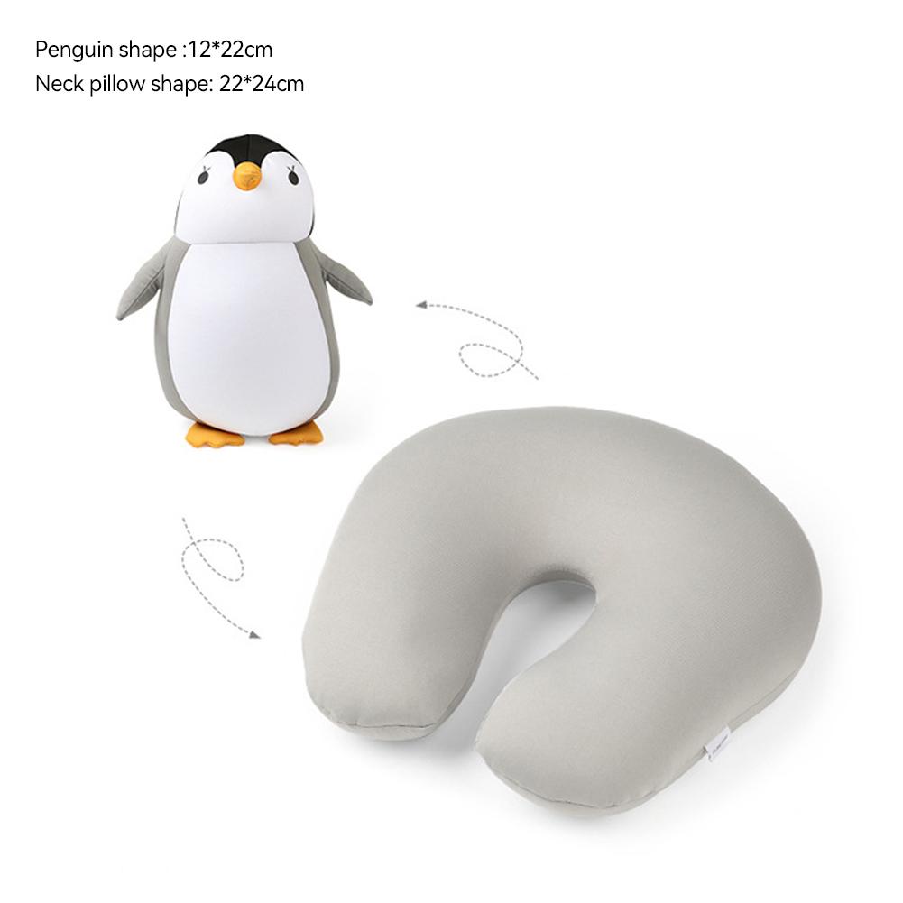 

2 в 1 деформируемые подушки для путешествий в форме U для взрослых/детей, пингвины, кошки, животные, дорожная подушка, плюшевая игрушка, подушка для шеи 8