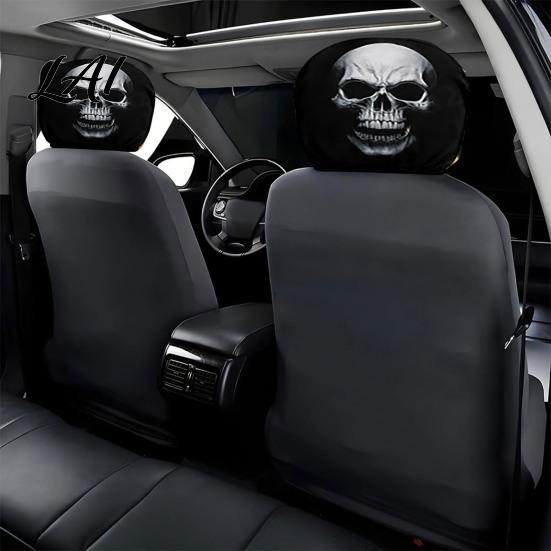 Soft Polyester Headrest Slipcovers 2Pcs Halloween Car Covers Creepy Ghost Face Seat Customized Auto Interior Styling Protector Breathable Decor for
