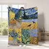 Van Gogh's Checkered Theme polyester Bedroom velvet flannel soft sofa cover blanket Fleece soft sofa cover blankets for beds