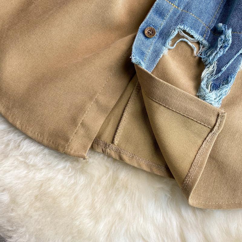 Women's Spring Vintage Denim Dress Autumn Irregular Patchwork Dresses Korean Clothing