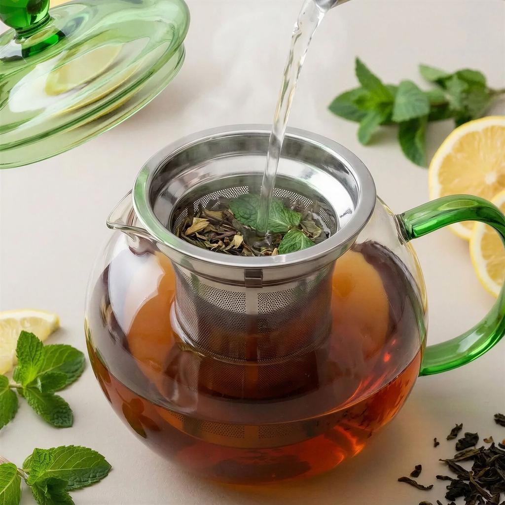 GLASS JUG 1.2L TRANSPARENT TEA COFFEE FILTER