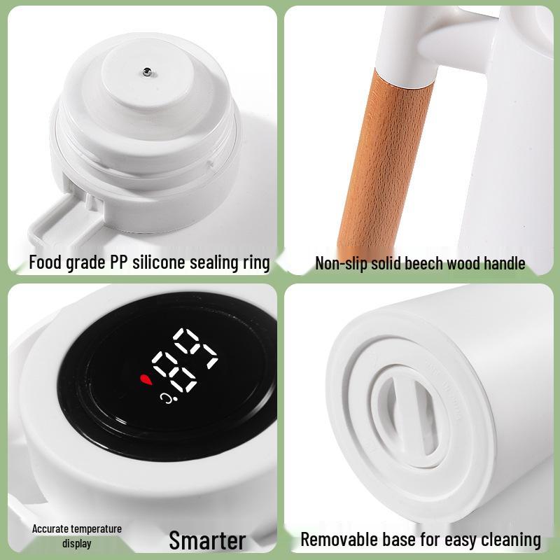 Press-Type Smart Insulated Kettle with Glass Liner - Large Capacity Thermos for Home Use