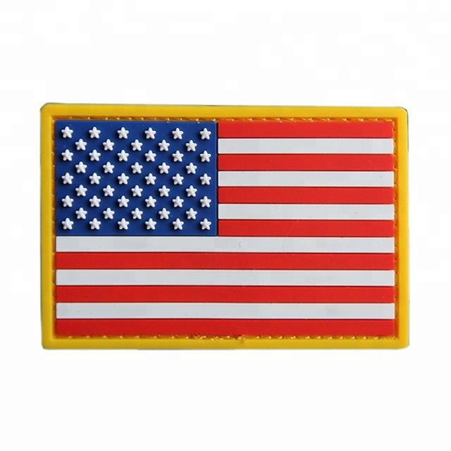 Customized Size PVC Rubber Morale Patches USA American Flag Soft Rubber PVC Label