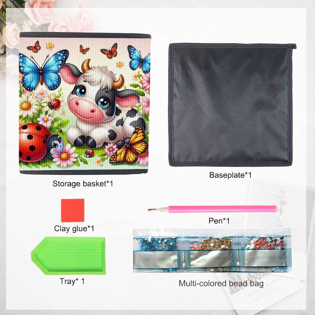 Cows and Butterflies 5D Diamond Painting Storage Basket Full Round Drill Mosaic Diamond Embroidery Cross Stitch Kits Home Decor Home Decor