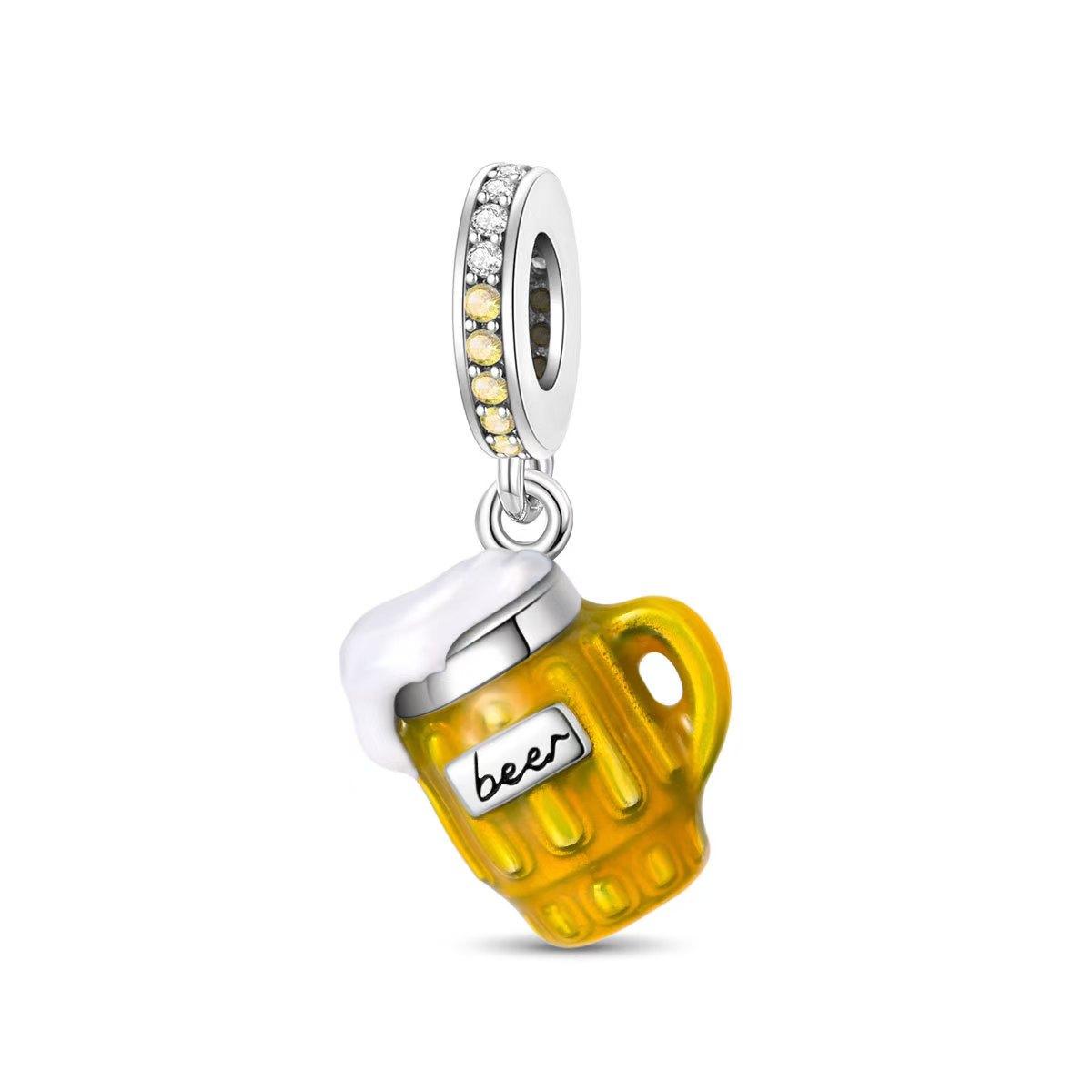 

Оригинальный креативный дизайн пивной бокал подвеска бусины серебро 925 пробы DIY стиль ювелирные изделия аксессуары браслет ювелирные изделия подарок браслет с подвесками аксессуары