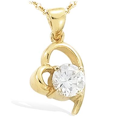 [B9381] - Gold Plated Pendant 'Coeur Câlin' Golden White - 10x15 Mm