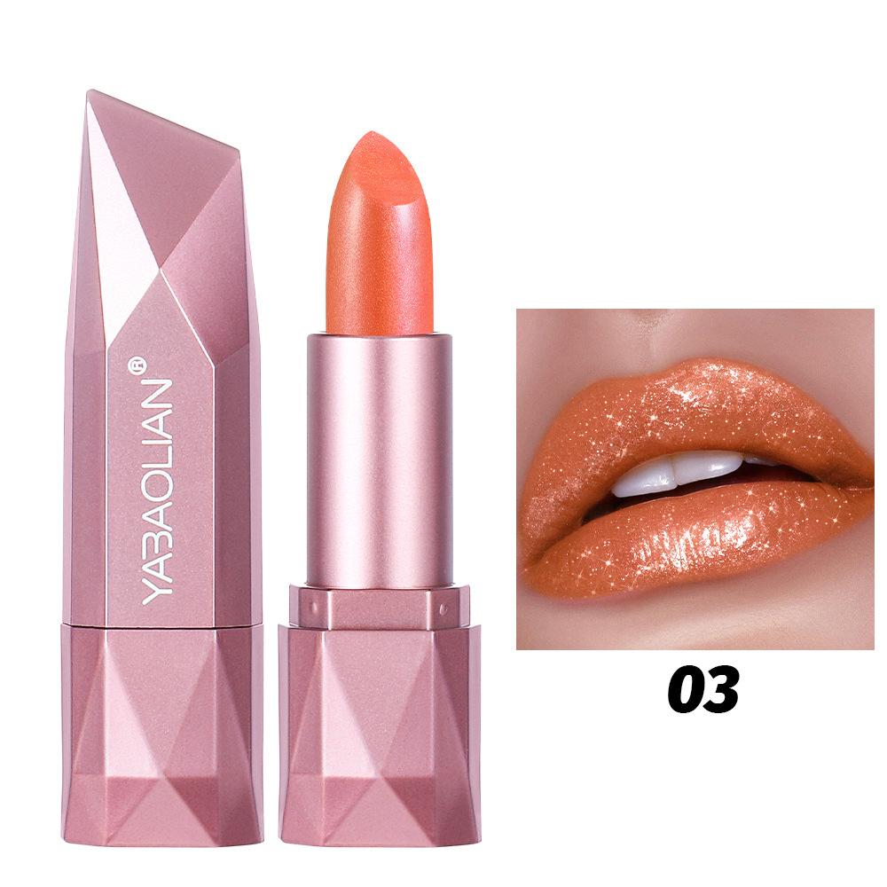 Pearlescent Rose Glitter Velvet Lipstick Waterproof Pearly Shine Matte Shimmer Diamond Lipstick Women Sexy Lips Makeup Cosmetic