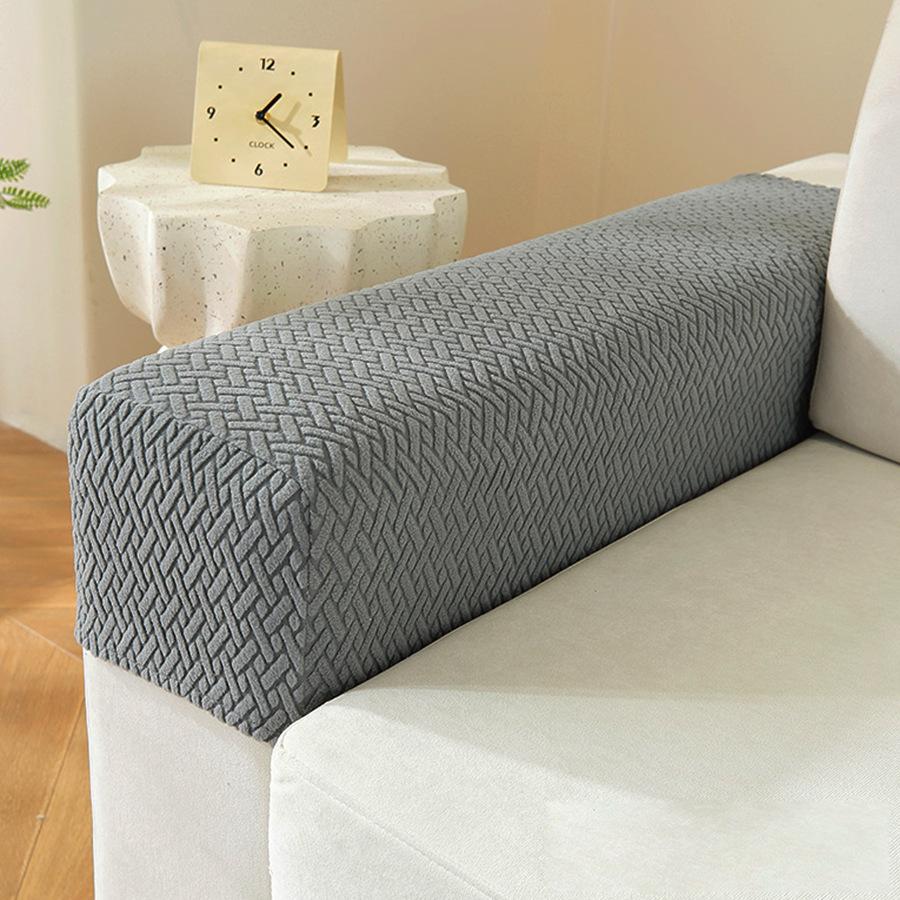 

2pcs Geometric Twill Jacquard Sofa Armrest Cover Simple and Stylish Elastic T-shaped Armrest Protective Cover Fully Wrapped Fabric Side Cover 2PCs темно-серого