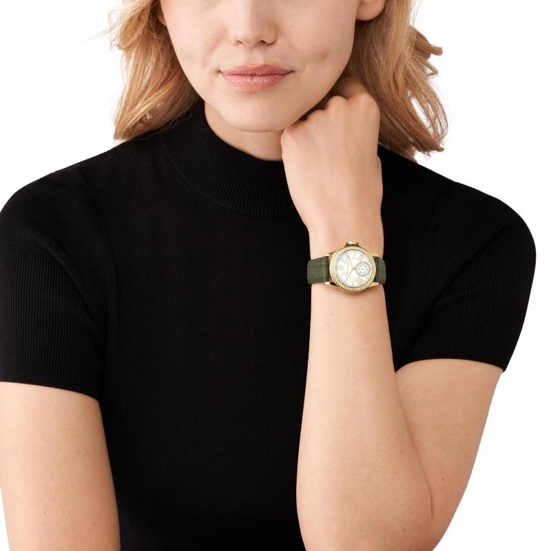 Michael Kors Mini Everest Three-Hand Amazon Suede Croco Leather Watch MK4720