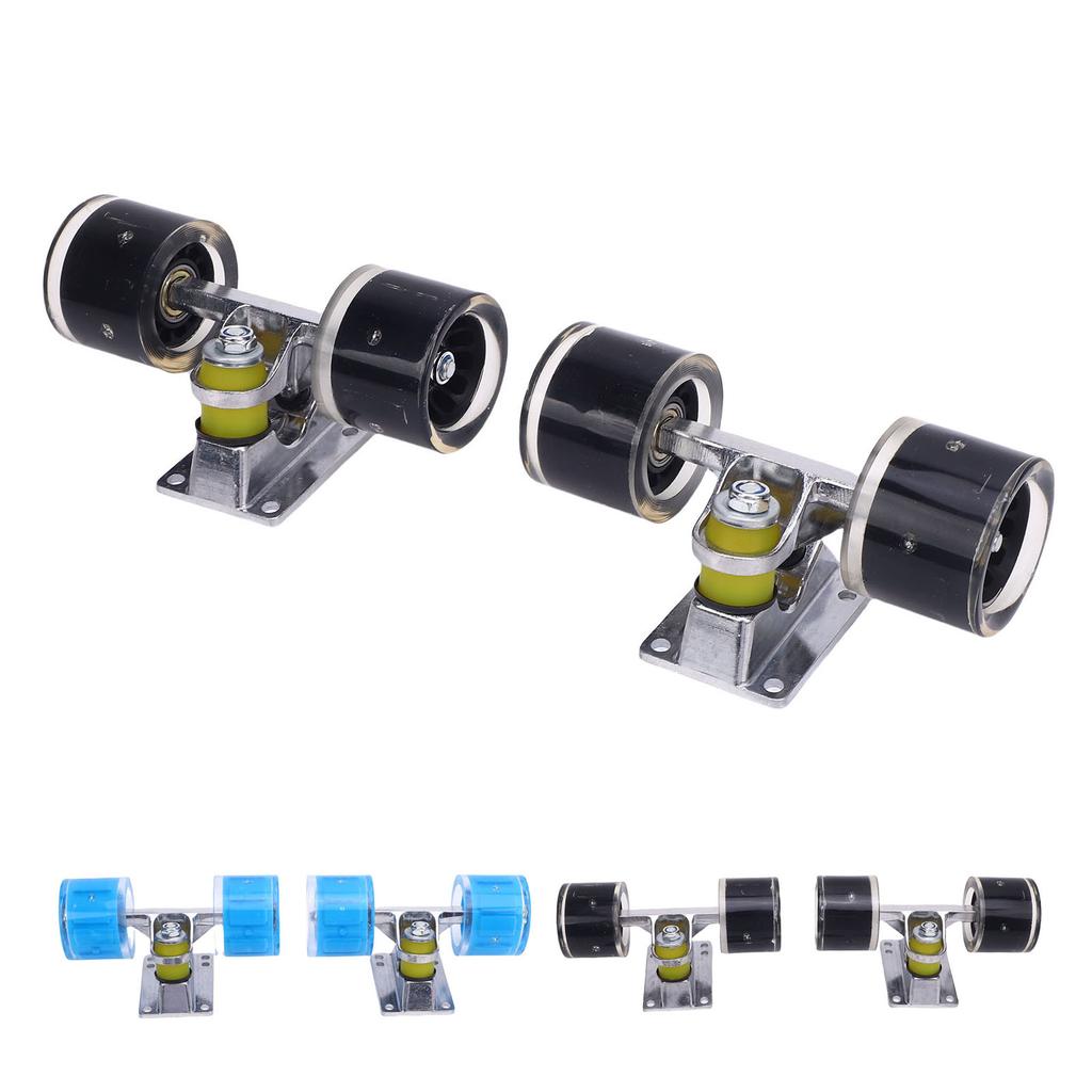 1 Pair Skateboard Trucks and Wheels PU Longboard 3.2 Inch Trucks Wheels Combo Set for Cruiser Alumin