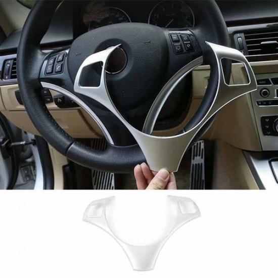 Cover Trim Border Strip Matte Silver Steering Wheel For BMW 3-Series E90 2005-12