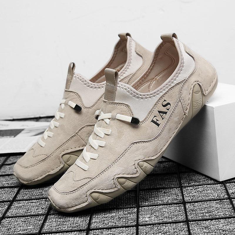 New Spring and Summer Leisure Leather Shoes Men's Leather Soft Bottom Leather Shoes Breathable Non-Slip Slip-on Men's Shoes