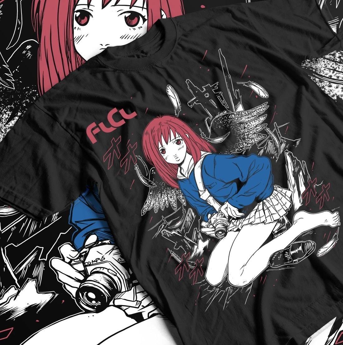 Футболка Mamimi Samejima FlCL, Ретро Аниме Манга Футболка, Яркий Дизайн в Полоску, 4XL