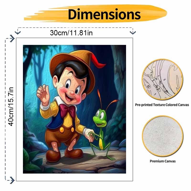 Disney Pinocchio Cricket DIY Painting Kit Classic Style Home Decor Craft Gift Idea Art Canvas Wall Decor Painting By Numbers Kit Set