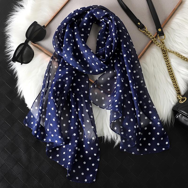 Women's Chiffon Dot Scarf Shawl Versatile Sun Protection Decorative Scarves Luxury Elegant Lady