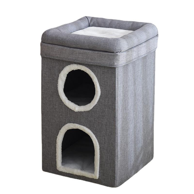 Cozy Winter Cat Bed: Warm, Removable, Washable, Enclosed, Easy to Clean, Foldable, Large Size, Four Seasons Pet Bed.