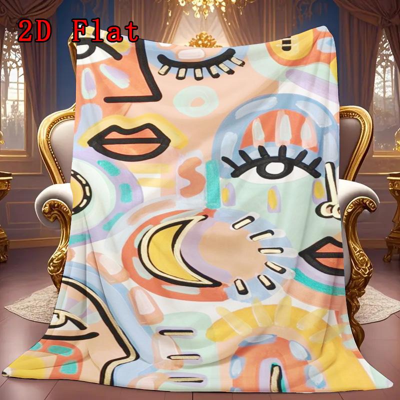 Abstract Art 2D Flat Pattern Flannel Blanket High Quality All Seasons Warmth and Comfort Perfect for Christmas Gifts.MMT0918154